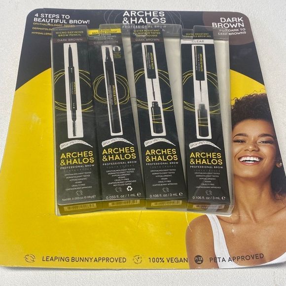 Other - Tonya Crook Arches & Halos Professional Brow Set 4pc Dark Brown